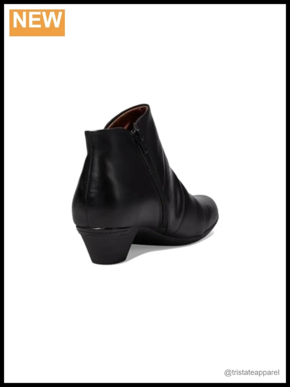 Women's Leather Ankle Booties Block Heel Pull-On